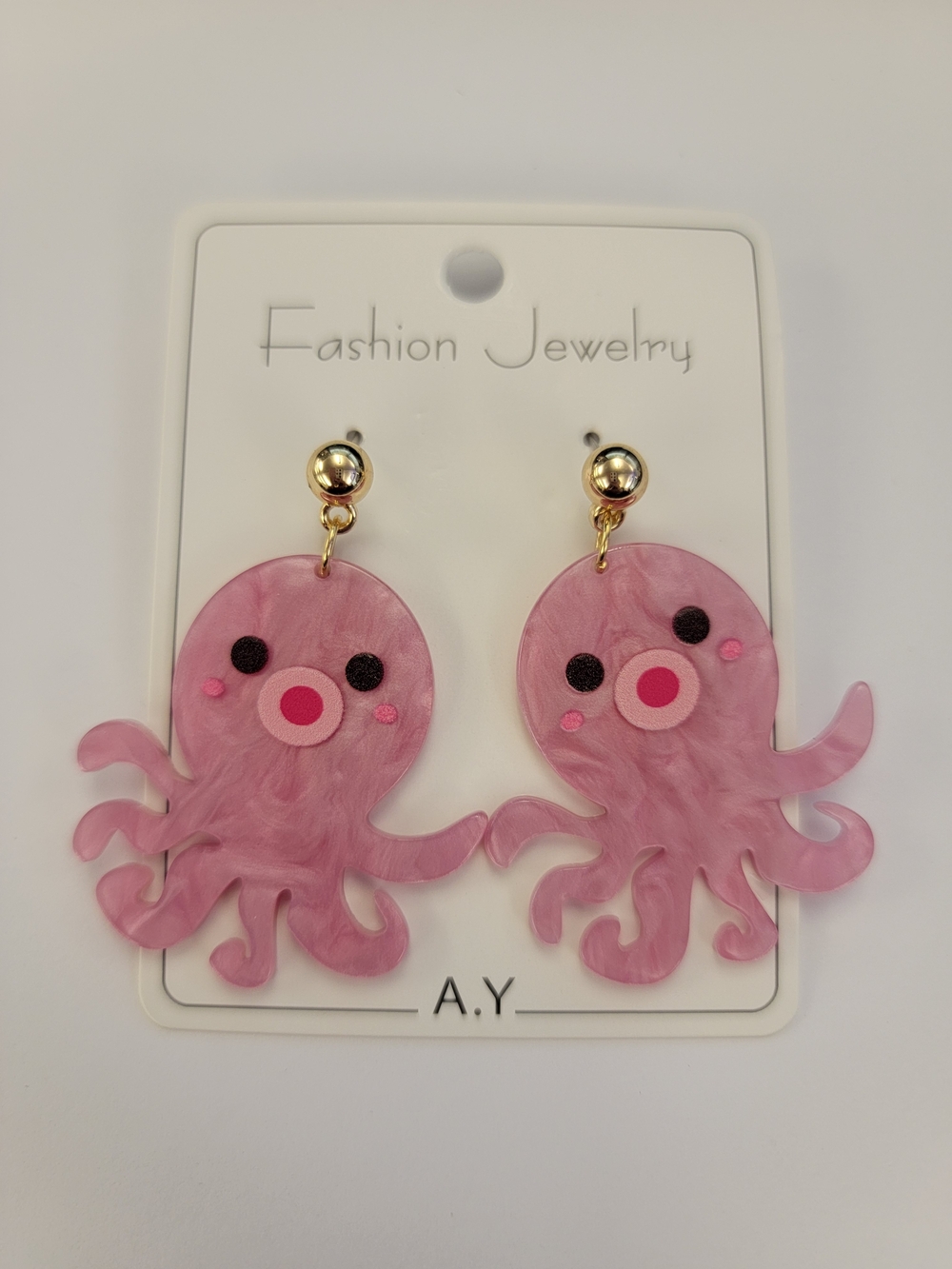 Cute Pink Octopus Dangle Earrings